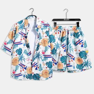Party Beach Mens Random Printed Summer Beach Short Suit