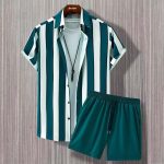 Retro Stripes Summer Casual Summer Short Suit For Men