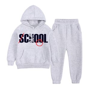 School Heather Grey Kids Hooded Tracksuit