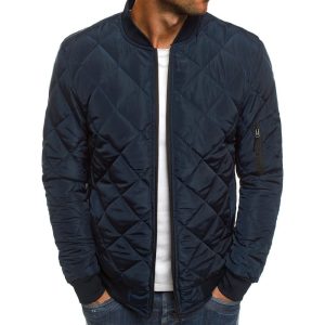 Solid Color Cross Stitched Thickened Collar Padded Jacket