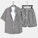 Men Square Checked Printed Summer Beach Short Suit