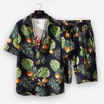 Men Stifling Leaves Beach Wear Summer Suit