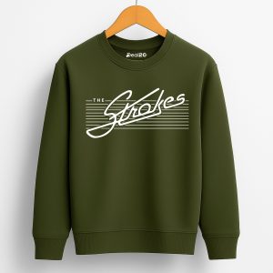 The Strokes Printed Army Green Sweatshirt for Tween Kids