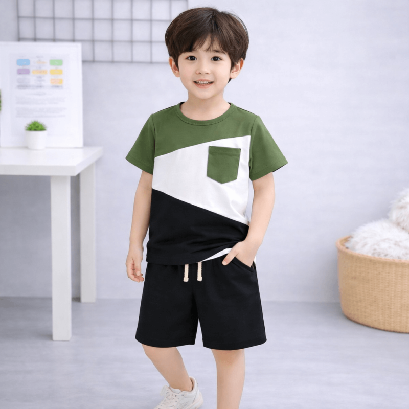 Tri Color Cheering Boy Casual Summer Suit