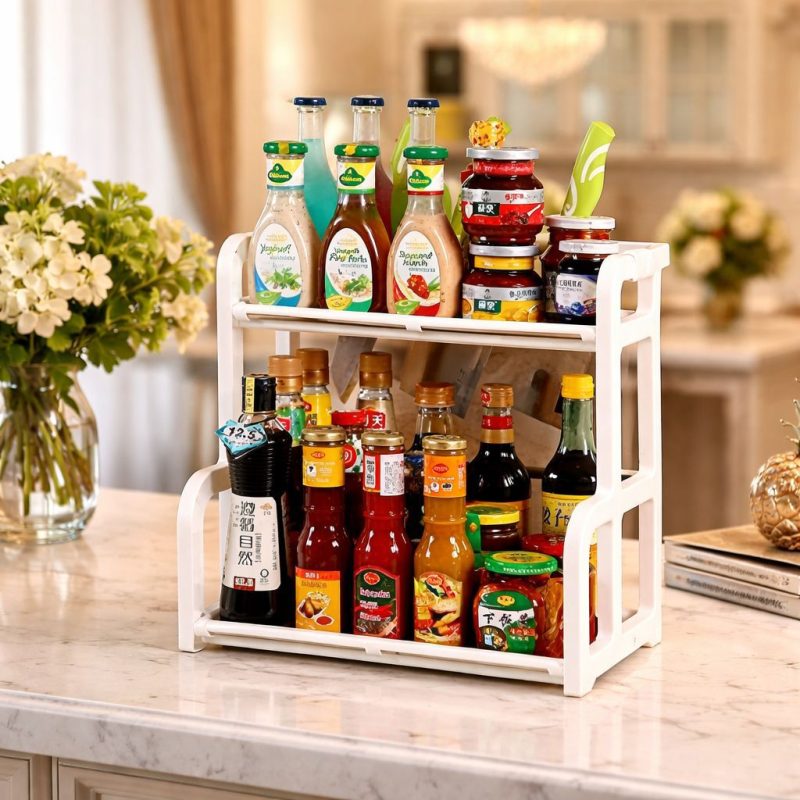 2-Layer Kitchen Shelf Organizer – Spice Rack & Sauce Storage 2-Layer Kitchen Shelf Organizer – Spice Rack & Sauce Storage