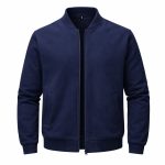 Classic Zip-Up Navy Blue Winter Jacket For Men Classic Zip-Up Navy Blue Winter Jacket For Men
