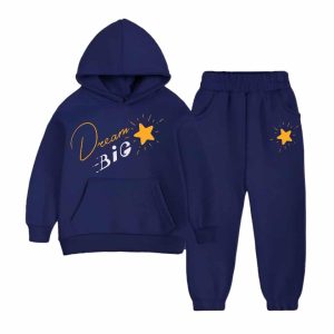 Dream Big Navy Blue Hooded Tracksuit For Kids