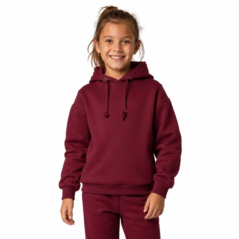 Maroon Winter Hooded Tracksuit For Girls