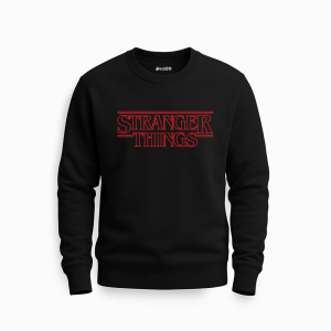 Stranger Things Printed Black Sweatshirt for Men
