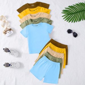 Bundle of 5 Kids Premium Basic Summer Short Suits