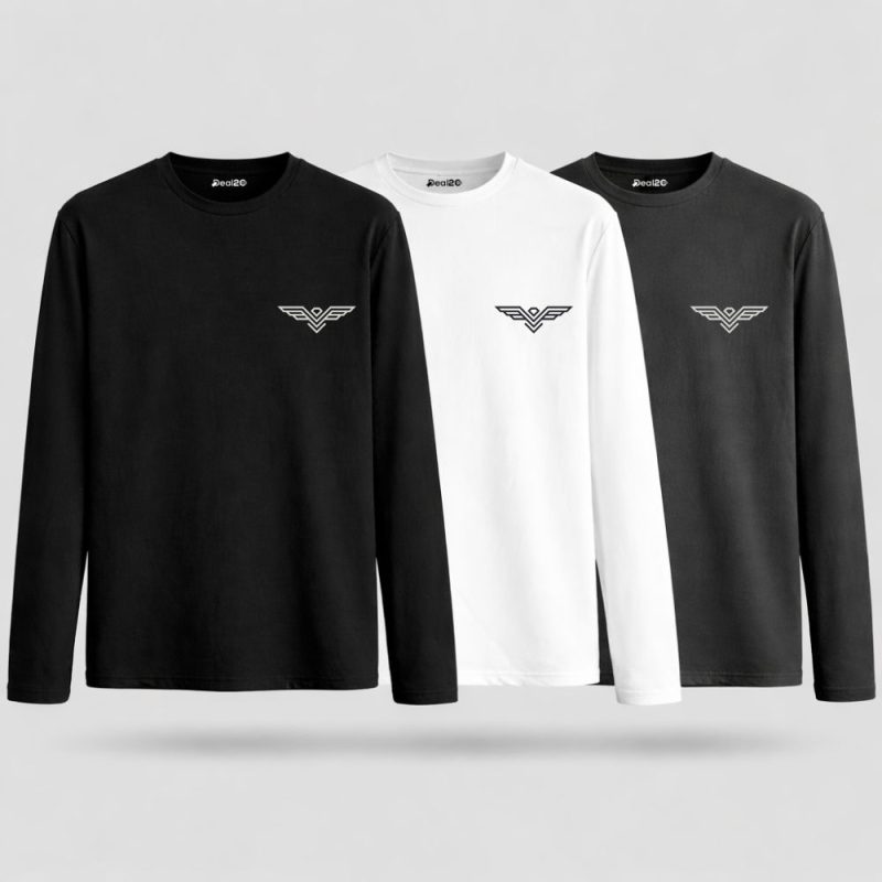 Pack of 3 Urban Wing Set Printed Long Sleeve T-shirts for Men
