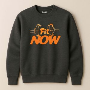 Fit Now Printed Charcoal Sweatshirt for Men