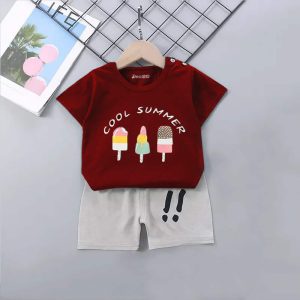 Kids Cool Summer Ice Cream Printed Shorts Suits