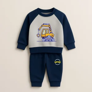 Navy Blue Lifter Printed Raglan Tracksuit for Young Kids