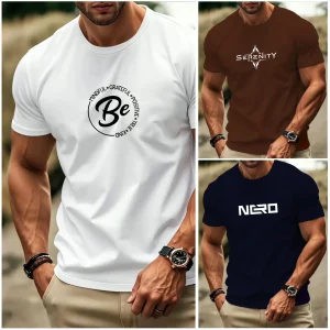 Pack of 3 Be Serenity Nero Mens Printed T-Shirts