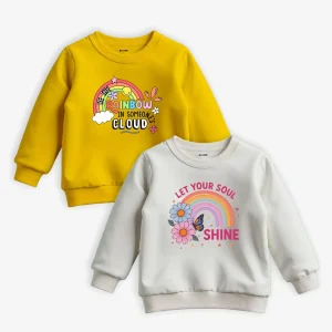 Pack of 2 Shine Rainbow Printed Sweatshirts for Girls