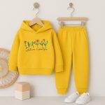 Active Lifestyle Printed Yellow Hooded Tracksuit for Girls