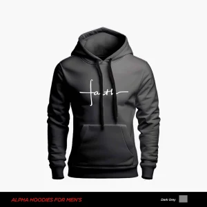 Faith Printed Dark Grey Hoodie For Men