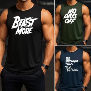 Pack of 3 Stronger Beast Mode Printed Tanktops for Men