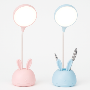 Cute LED Desk Lamp With Pen Holder USB Rechargeable for Kids Study Tables