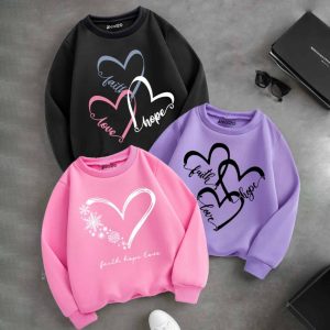 Pack of 3 Faith Hope Love Printed Sweatshirts for Girls