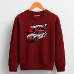 Beast Evo Car Printed Maroon Sweatshirt for Tween Kids