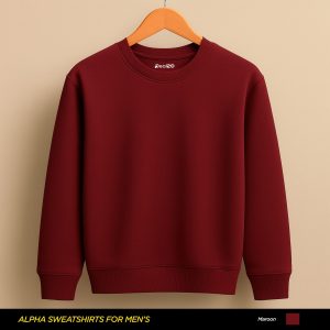Solid Plain Maroon Sweatshirt for Men