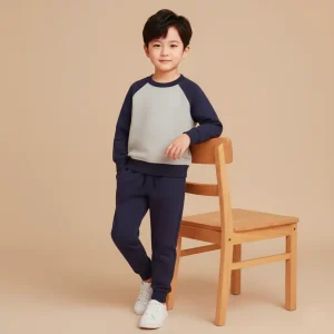 Kids Two-Tone Winter Tracksuit - Navy & Grey