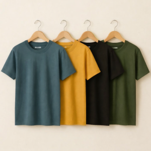 Bundle of 4 Smart Solid Colors T-Shirts for Mens