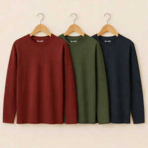 Bundle of 3 MBN Plain Long Sleeve T-shirts for Men