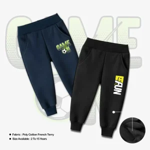 Pack of 2 Game On Fun Printed French Terry Trousers for Kids