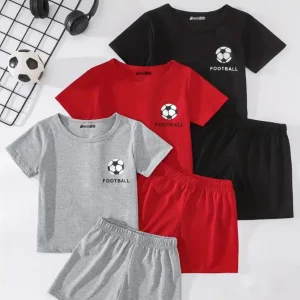 Bundle of 3 Football Printed Kids Summer Short Suit