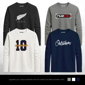 Pack of 4 Fearless Outsiders Mens Printed Long Sleeves T-Shirts