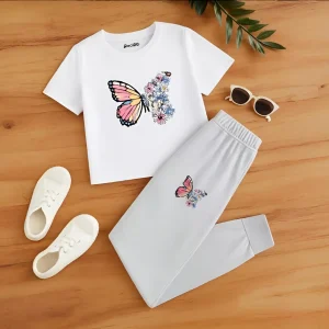 Butterfly Bloom Summer Trouser Suit For Girls