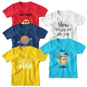 Pack of 5 Summer Shine Today Colorful Kids Printed T-Shirts