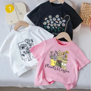 Pack of 3 Be Happy Coffee Plants Printed T Shirts For Girls