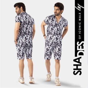 Bold Abstract Mens Printed Summer Beach Short Suit Set
