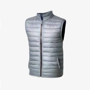 Light Grey Sleeveless Puffer Vest Jacket For Men
