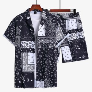 Men Paisley Style Trendy Printed Summer Short Suit