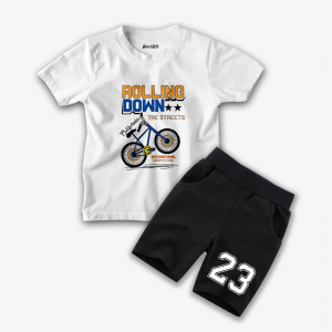 Kids Rolling Down the Streets Printed Summer Short Suit