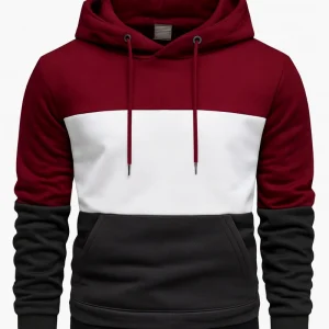 Contrast Three Tier Blocks Hoodie for Men