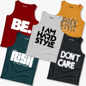 Pack of 5 Be Risk Hard Free Care Kids Printed Tank Tops