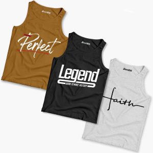 Pack of 3 Perfect Legend Faith Kids Printed Tank Tops