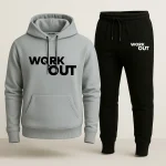 Contrast Grey Workout Printed Hooded Tracksuit for Men