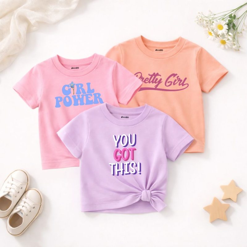 Pack Of 3 Girl Power Printed T-shirts for Girls Pack Of 3 Girl Power Printed T-shirts for Girls
