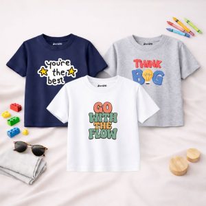 Pack of 3 Best Think Go Printed T-Shirts For Kids