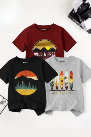 Pack of 3 Wild Holiday Printed T-Shirts For Boys