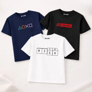 Pack of 3 Risk Outside On Printed T Shirts For Tween Kids