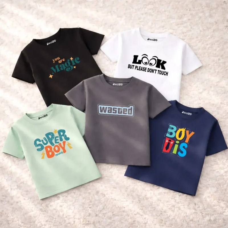 Pack of 5 Magic Touch Monster Printed T-Shirts For Boys