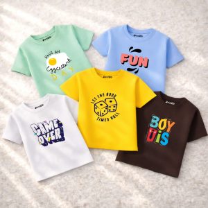 Pack of 5 Egg Roll Over Printed T-Shirts For Boys